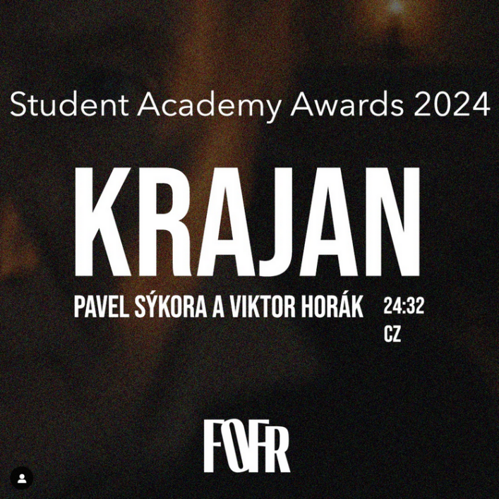 Baner studentského filmu Krajan Pavla Sýkory v soutěži Student Academy Awards 2024